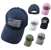 Solid Color Hat-Soft Jersey Mesh Back with Embroidered Flag